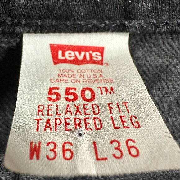 Vintage Levis 550 Jeans Mens 36x36 Black Relaxed Fit Leg Tapered 90s Denim Usa - Picture 8 of 14